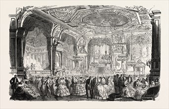 Palace of Versailles: The new dances and concerts hall. engraving 1855