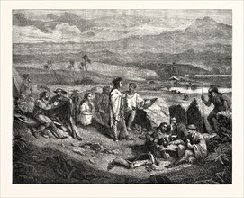 Adventurers in New Mexico,painting  by Bourgoin. engraving 1855