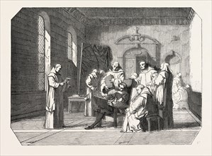 Lesueur in Carthusian, painting by Mr. Laugee. engraving 1855