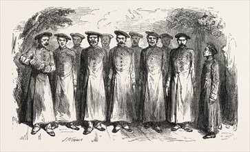 Cossack songs by a chorus of Russian prisoners. engraving 1855