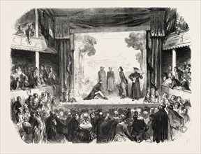 The Trigannka, a dance performed by Russian prisoners to the sound of the Balalayka. engraving 1855