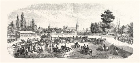 The racecourse of Chalons-sur-Marne, France. engraving 1855