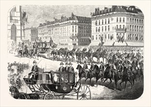 The imperial procession going to the Notre Dame, to attend the Te Deum sung in thanksgiving for the