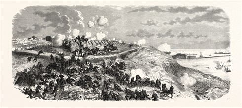 Attack of the redan du Carenage of the division Dulac. The Crimean War, 1855. Engraving