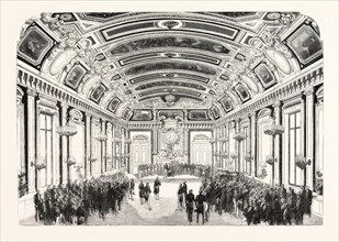 Day given by the exhibitors in the Hotel du Louvre. The reception room. France, 1855. Paris,