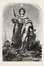 France, allegorical figure painting by M.A. Marc. 1855. Engraving