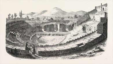Pompeii: Theatre, Italy. engraving 1855
