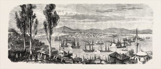 The French fleet passing the Bosphorus, between Scutari and Constantinople (Istanbul), November 12,