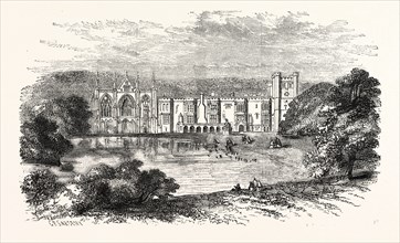 NEWSTEAD ABBEY AND GROUNDS, in Nottinghamshire, England, originally an Augustinian priory, is now
