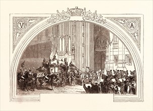 OPENING OF PARLIAMENT, FEBRUARY 3, 1852. THE VICTORIA TOWER. London, UK, britain, british, europe,