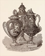 BEAUTIFUL GROUP OF SEVRES VASES. Sevres is a commune in the southwestern suburbs of Paris, France,