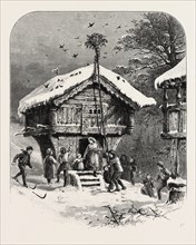 CELEBRATING YULE-TIDE, From a painting by A. Tidemand. Yule or Yuletide ("Yule time") is a