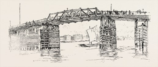 Old Battersea Bridge, from an Etching by J.A. McN. Whistler. London, UK, britain, british, europe,