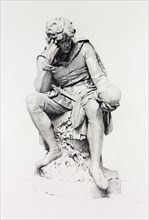 HAMLET, ETCHED BY LEOPOLD FLAMENG FROM THE STATUE BY LORD RONALD GOWER