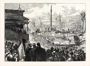 LAYING THE FOUNDATION STONE OF THE NEW MUNICIPAL BUILDINGS, GLASGOW, UK, 1883
