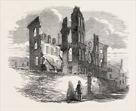 REMAINS OF MILL AFTER THE FIRE, AT HALIFAX, UK, 1853