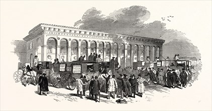 THE CAMBRIDGE CHANCELLORSHIP ELECTION: THE RAILWAY STATION AT CAMBRIDGE, ARRIVAL OF VOTERS, UK,