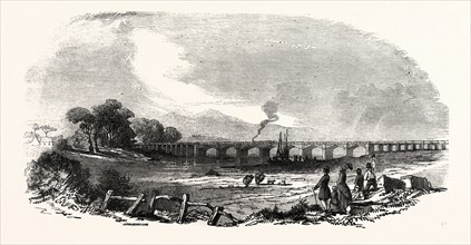 THE CALEDONIAN RAILWAY: THE ESK VIADUCT, SKIDDAW IN THE DISTANCE, UK, 1847