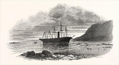 "THE GREAT BRITAIN" STEAMSHIP, SKETCHED ON THE MORNING AFTER SHE WENT ASHORE AT RATHMULLAN, 1846