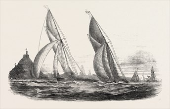ROYAL WESTERN YACHT CLUB, IN MOUNT'S BAY, "THE GRAND TURK," AND "THE LILY OF DEVON." DRAWN BY MR. N