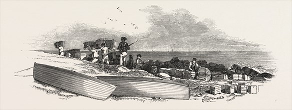 REMOVAL OF THE SHIP'S STORES FROM THE LANDING PLACE TO THE COAST GUARD STATION, 1846