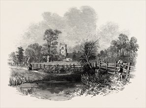 HATFIELD CHURCH, FROM THE LONDON ROAD, 1846