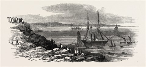 THE STEAMSHIPS "POTTINGER" AND "CYCLOPS" STRANDED IN THORNESS BAY, COWES, ISLE OF WIGHT, 1846
