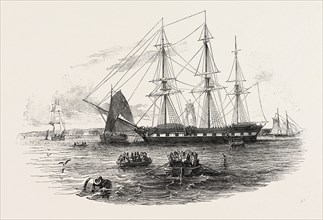 EMBARKATION OF TROOPS AT GRAVESEND, FOR FOREIGN SERVICE, UK, 1846