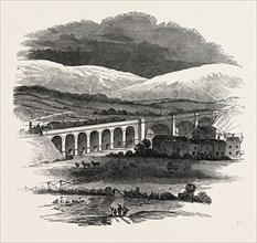 OPENING OF THE LANCASTER AND CARLISLE RAILWAY: BRIDGE OVER THE LUNE, FROM THE CHURCHYARD,
