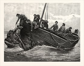 FISHING UP LOST ANCHORS, 1885