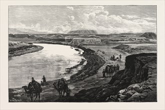 THE AFGHAN BOUNDARY: JUNCTION OF THE MURGHAB AND KUSHK RIVERS, AK-TAPA IN THE DISTANCE, 1885