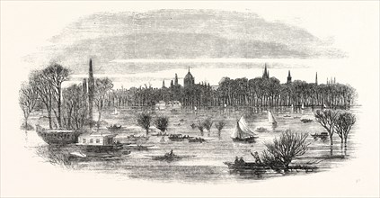 THE INUNDATION OF CHRISTCHURCH MEADOWS, OXFORD, UK, 1852
