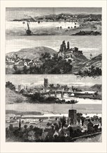 OPENING OF THE WAREHAM AND SWANAGE RAILWAY, 1885. 1. Swanage, Dorsetshire. 2. Corfe, and Ruins of