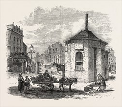 TURNPIKE GATES IN AND NEAR LONDON JUST DEMOLISHED: ISLINGTON GATE, UK, 1864