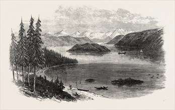 SKETCHES FROM BRITISH COLUMBIA: HARRISON LAKE, WITH THE CASCADE MOUNTAINS IN THE DISTANCE, 1864