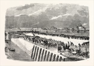 THE QUEEN'S VISIT TO JERSEY. LANDING OF HER MAJESTY AT THE ALBERT PIER, ST. HELIER. 1859