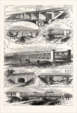SCENES ON THE NEW RAILWAY IN JAPAN BETWEEN OSAKA AND KOBE, 1876. SHINDINGAWA BRIDGE, AT SHIKUGAWA,