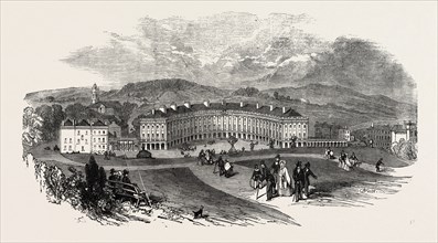 BUXTON, THE CRESCENT, NEW BATHS, 1854