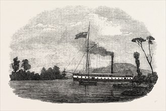 THE "EARL CATHCART" STEAMER AGROUND AMONG THE ISLANDS OF THE RIVER ST. LAWRENCE. 1850