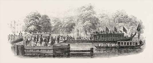 THE LORD MAYOR'S VISIT TO OXFORD: THE EMBARKATION AT OXFORD, UK, 1846