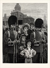 THE QUEEN'S BIRTHDAY: A SKETCH ON THE HORSE GUARDS PARADE, UK, 1883