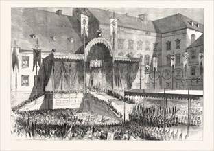 THE CORONATION OF THE KING AND QUEEN OF PRUSSIA: THE PROCLAMATION IN THE COURTYARD OF THE SCHLOSS,