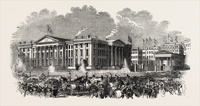 THE ROYAL PROCESSION PASSING THE INFIRMARY AT MARCHESTER, UK, 1851