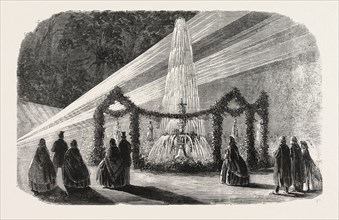 VISIT OF THE PRINCE OF WALES TO THE MIDDLE TEMPLE: THE FOUNTAIN ILLUMINATED BY ELECTRIC LIGHT, 1861