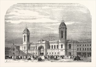 THE AGRICULTURAL HALL, ISLINGTON, IN PROCESS OF CONSTRUCTION, LONDON, UK, 1861