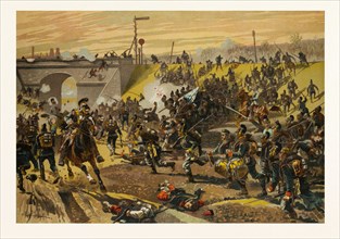 ASSAULT ON THE RAILWAY DAM BEFORE ORLEANS BY THE FIRST BAVARIAN CORPS ON 11 OCTOBER 1870. The