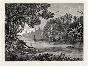 VIEW ON THE RIVER IRRAWADDY, BURMAH