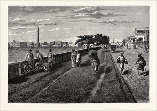 ON THE COURSE (MAIDAÂN), CALCUTTA, WITH A VIEW OF GOVERNMENT HOUSE AND THE OCHTERLONY MONUMENT,