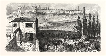 Franco-Prussian War: View of the soap factory in Le Bourget during their occupation 11-3 clock in