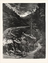 Franco-Prussian War: Franctireur, in the mountain passes raiding a German wagon train, France